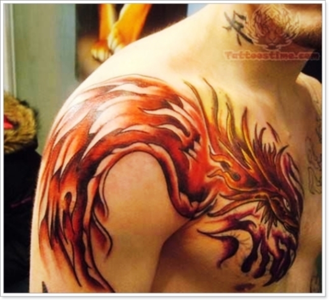 Phoenix Tattoo on Chest - Phoenix Tattoos <3 <3