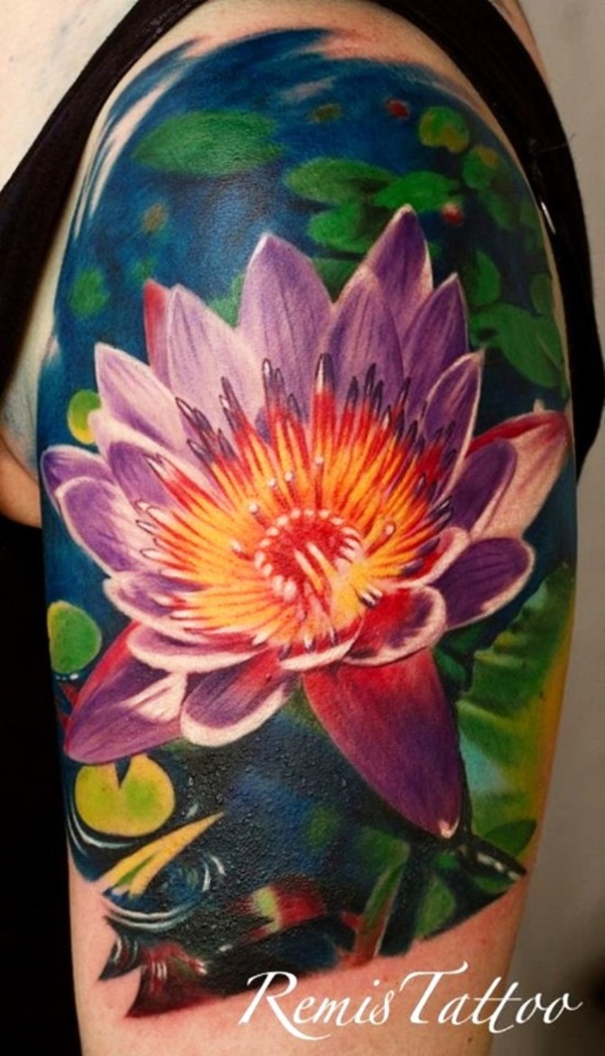  Lotus FLower Colored Tattoo - Lotus Tattoos <3 <3