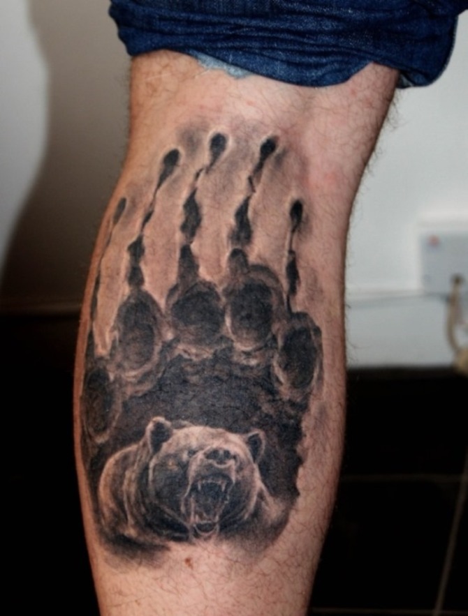 Tattoo on Man's Calf - Bear Tattoos <3 <3