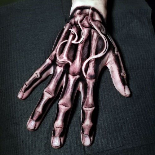 3D bone Hand Tattoo 