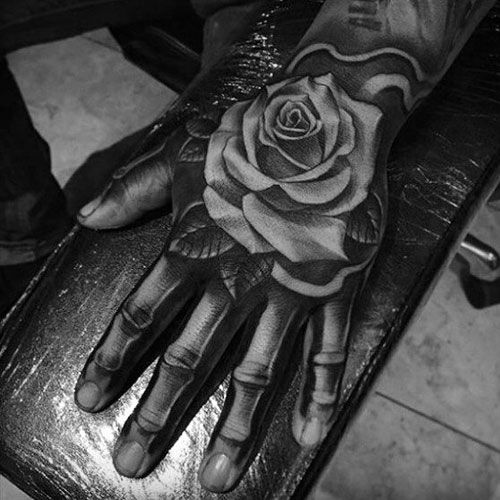 Rose Skeleton Hand Tattoo