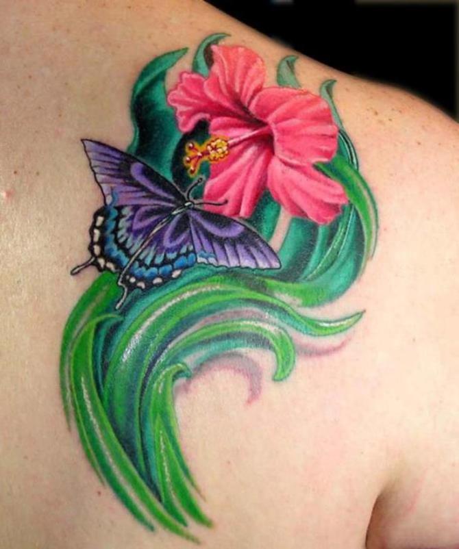  Hibiscus with Butterfly Tattoo - Hibiscus Tattoos <3 <3