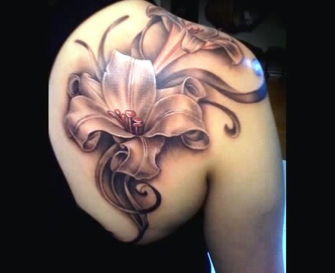 01 3d Lily Tattoo for Women
