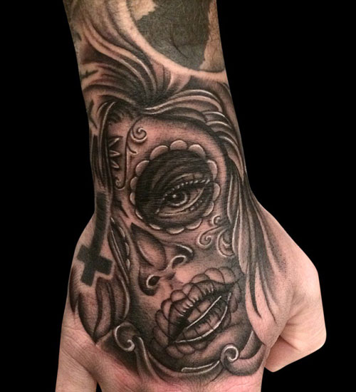 Day of the Dead Hand Tattoo for male