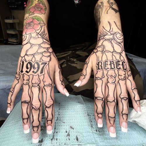 Skeleton Hand Tattoo for female 