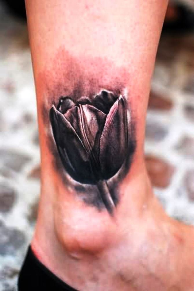  Black and White Flower Tattoo - Tulip Tattoos 