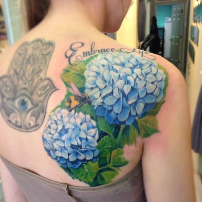 Blue Hydrangea Tattoo