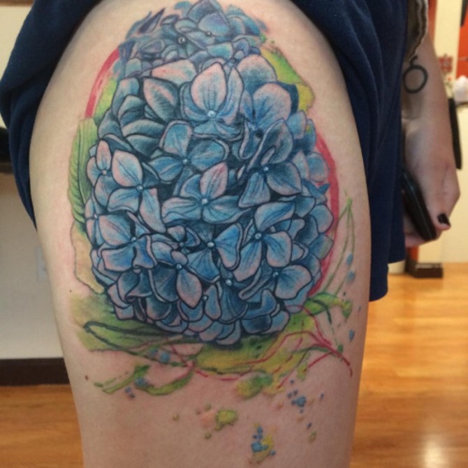 Shoulder Hydrangea Tattoo