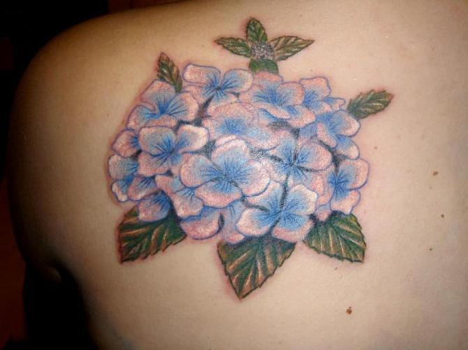 Shoulder Hydrangea Tattoo for Women