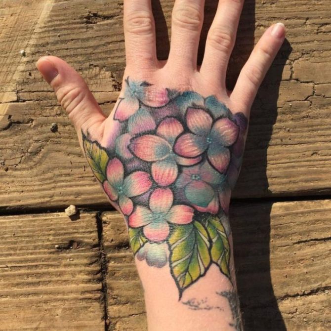 Wrist Hydrangea Tattoo