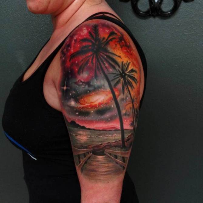 Beach Half Sleeve Tattoo