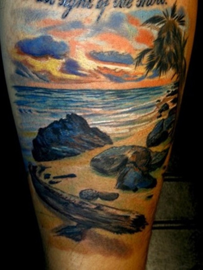 Beach Themed Tattoo Sleeve