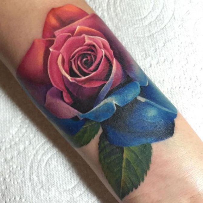 Rainbow Rose Tattoo