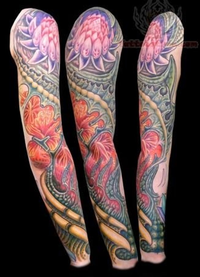 Full Sleeve Flower Tattoo