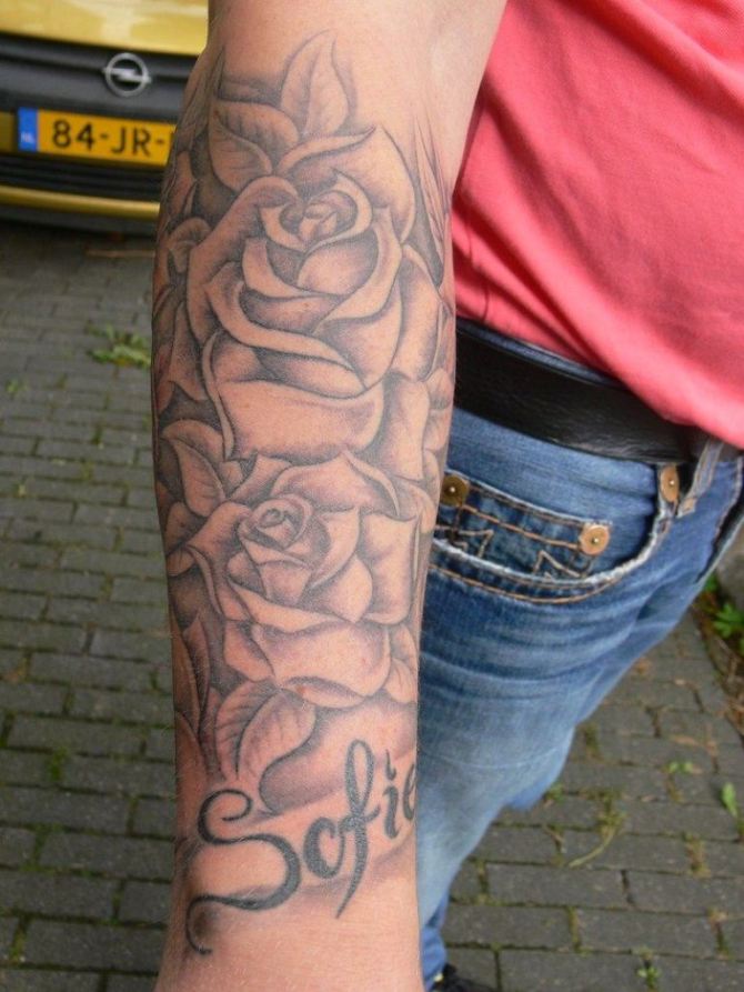 Male Flower Tattoo Sleeve