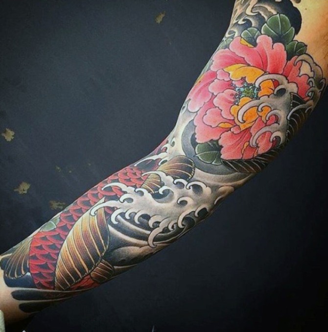 Japanese Flower Sleeve Tattoo