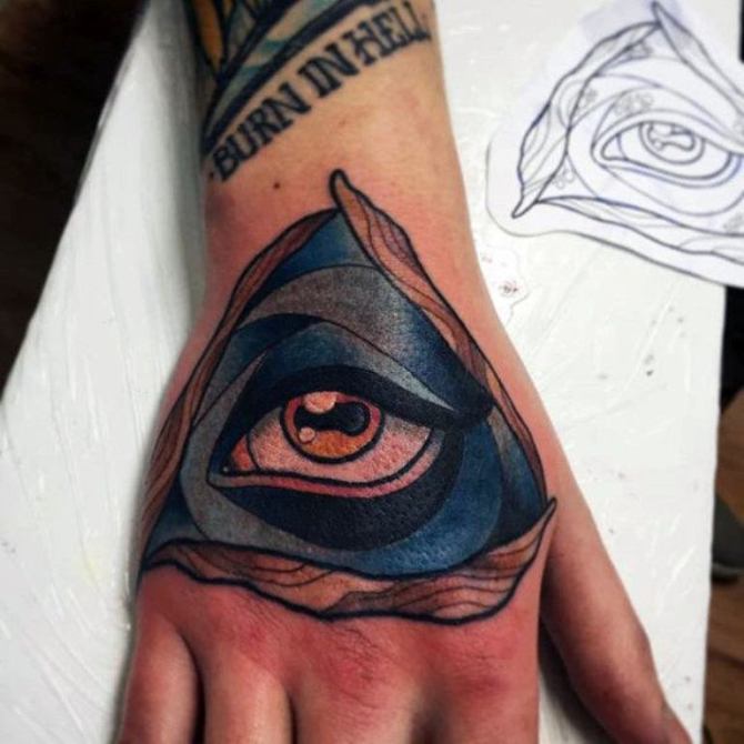 Illuminati Hand Tattoo