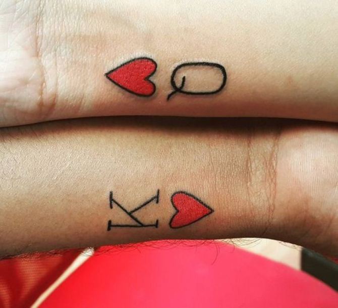 King and Queen Hearts Tattoo