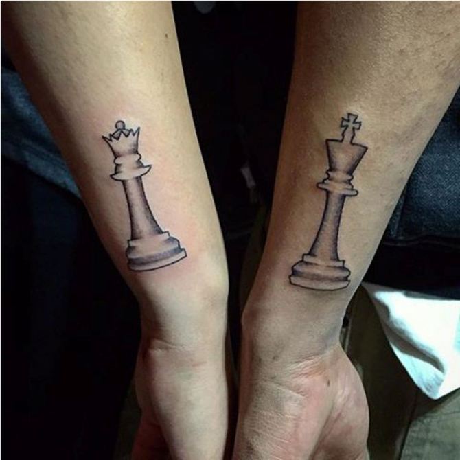 King Queen Chess Pieces Tattoo
