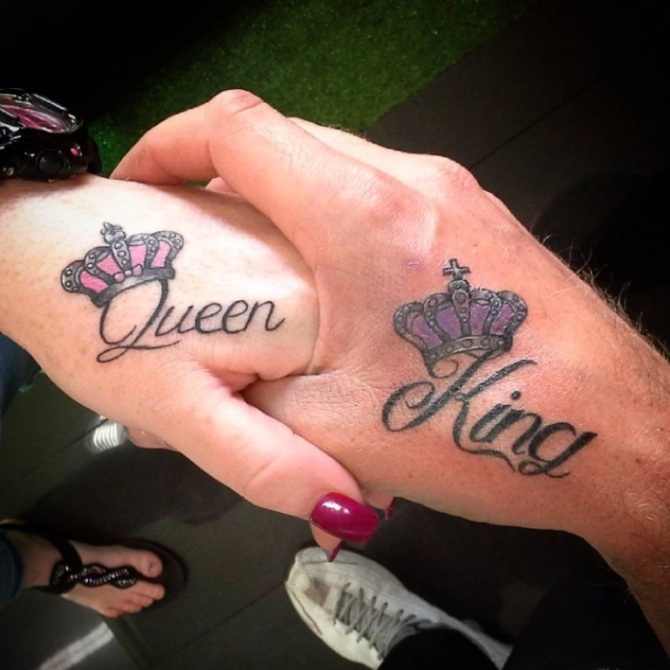 King Queen Hand Tattoo
