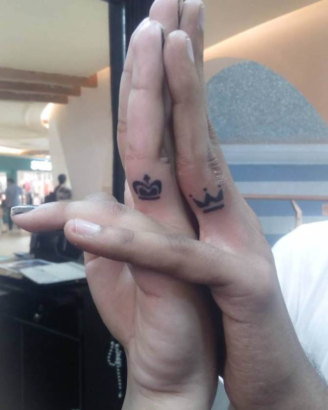 Queen and King Finger Tattoo