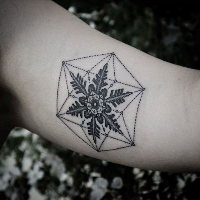 Geometric Snowflake Tattoo