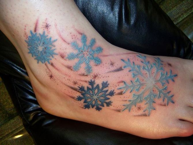 Snowflake Foot Tattoo for Women