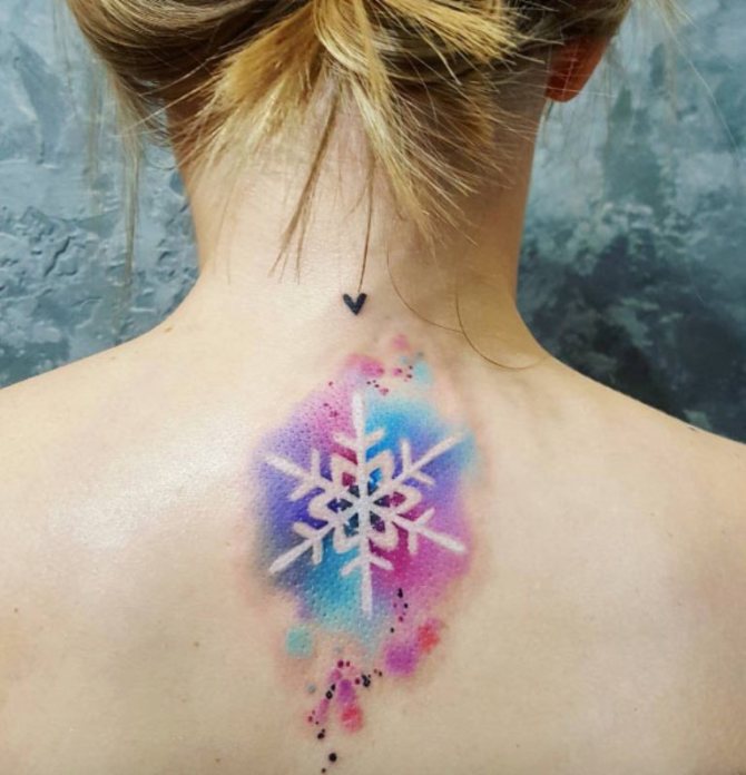 Watercolor Snowflake Tattoo