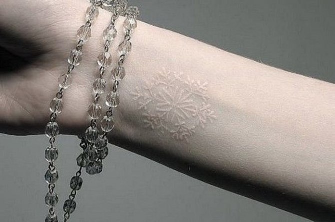 White Ink Tattoo Snowflake