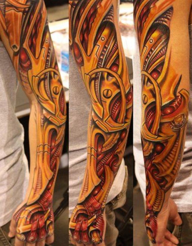 Biomechanical Tattoo Sleeve Designs
