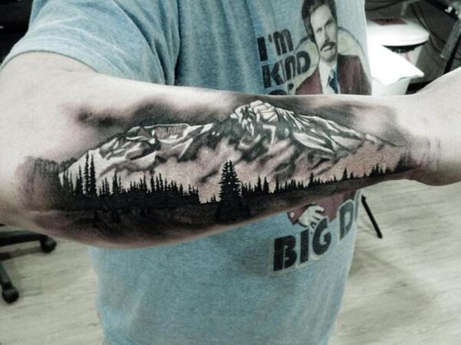 Black and White Mountain Tattoo