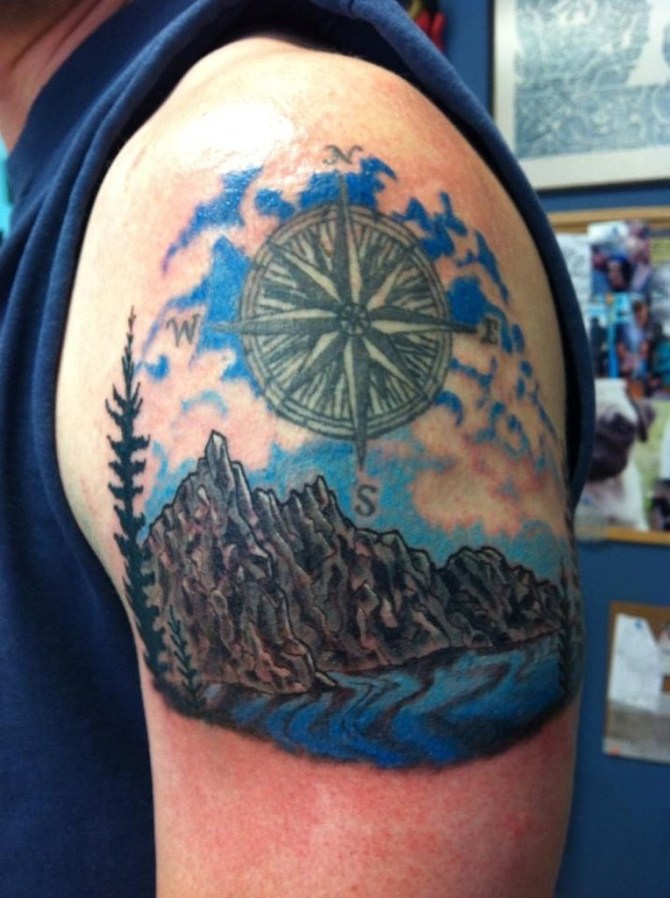 Mountain Compass Tattoo