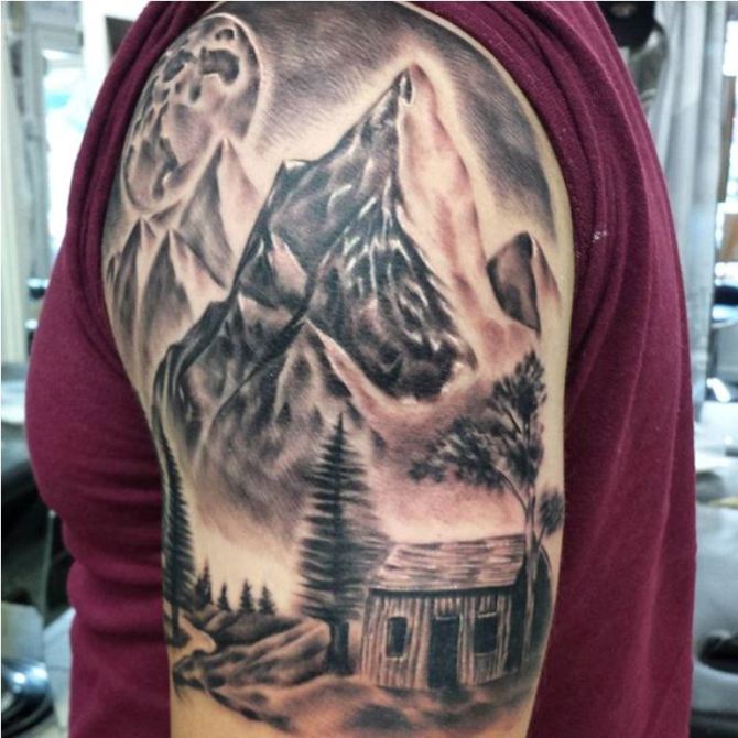 Mountain Half Sleeve Tattoo