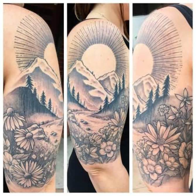 Mountain Range Tattoo Sleeve