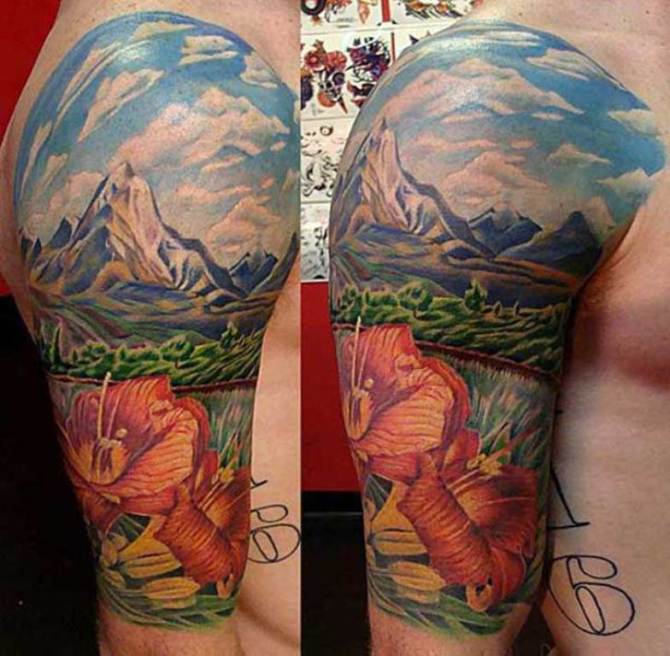 Mountain Scene Tattoo Designs