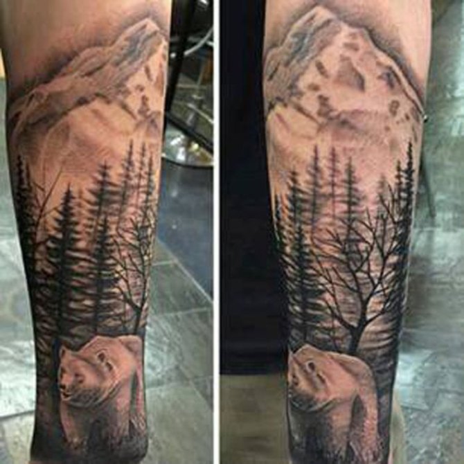 Tree and Mountain Tattoo