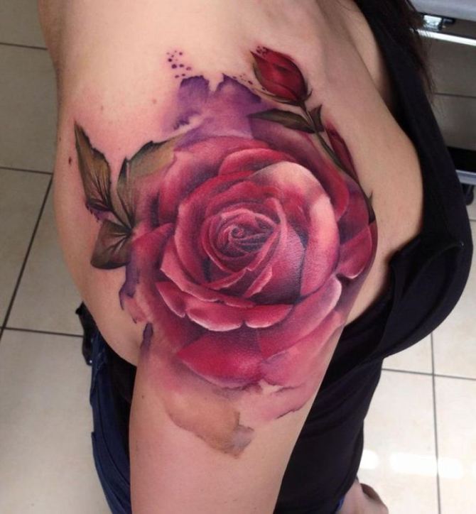 Rose Shoulder Tattoo for Women