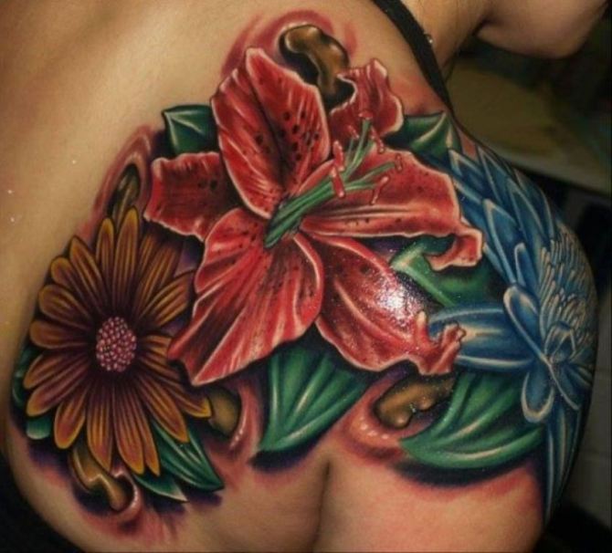 Shoulder Tattoo for Women Flowers