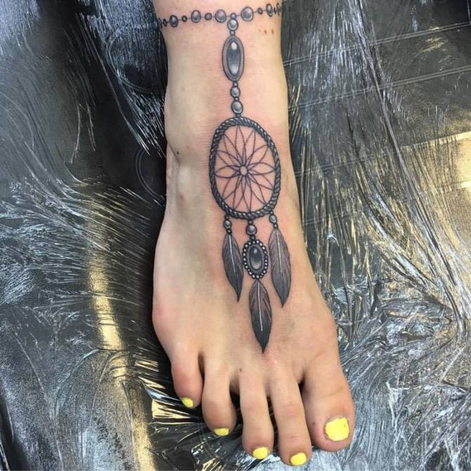 Dreamcatcher Ankle Tattoo