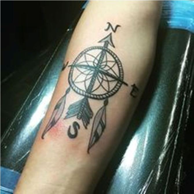 Dreamcatcher Compass Tattoo