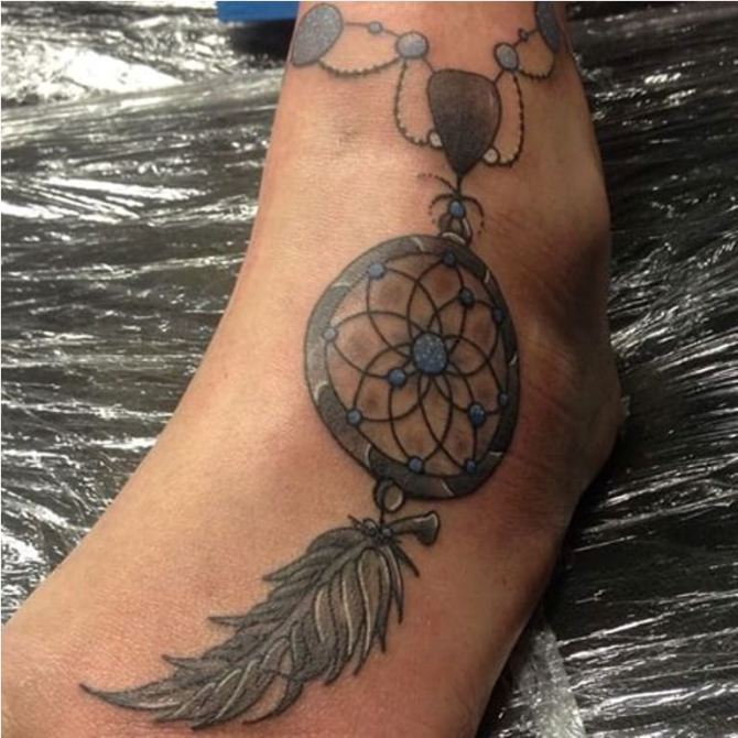 Dreamcatcher Foot Tattoo