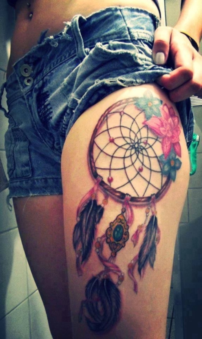 Dreamcatcher Leg Tattoo