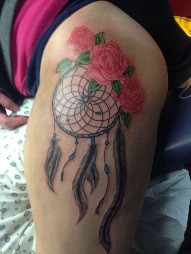 Rose and Dreamcatcher Tattoo