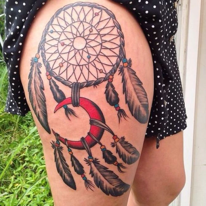 Thigh Dreamcatcher Tattoo