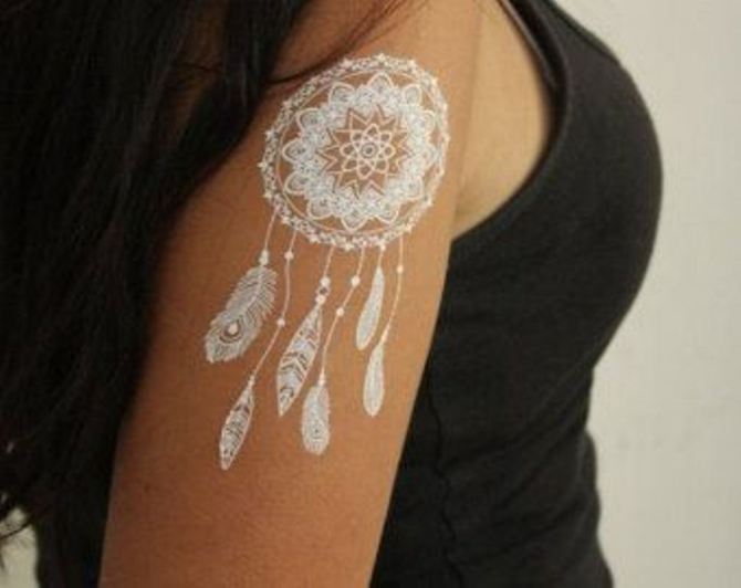 White Dreamcatcher Tattoo