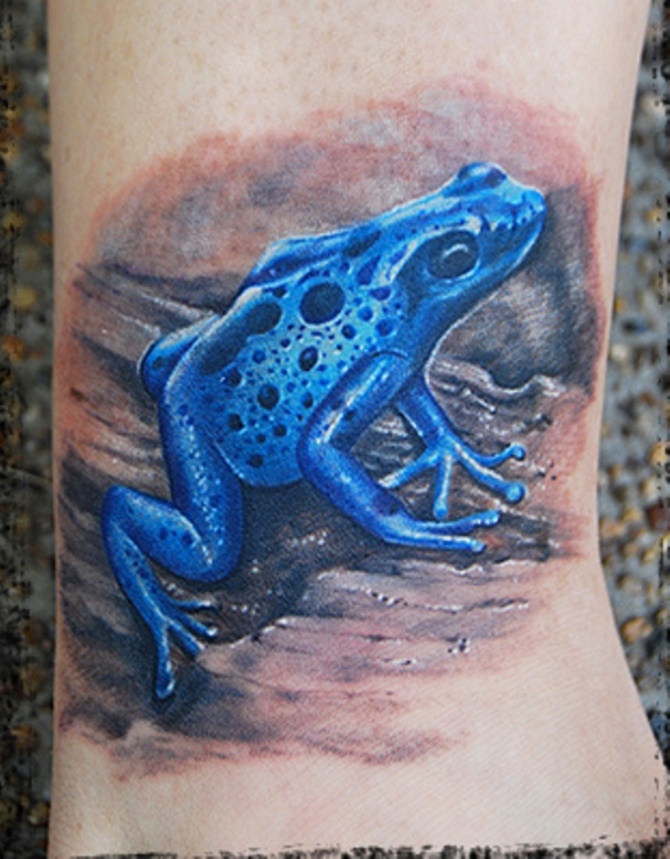 01 Blue Frog Tattoo - 40 Frog Tattoos