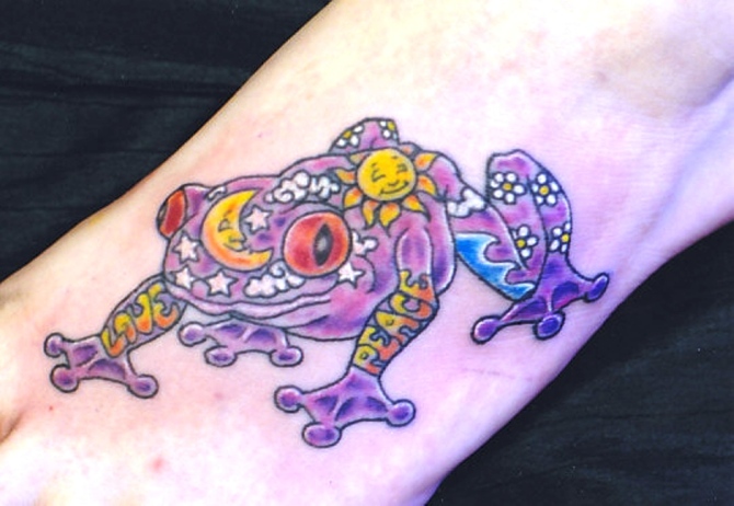 24 Purple Frog Tattoo - 40 Frog Tattoos