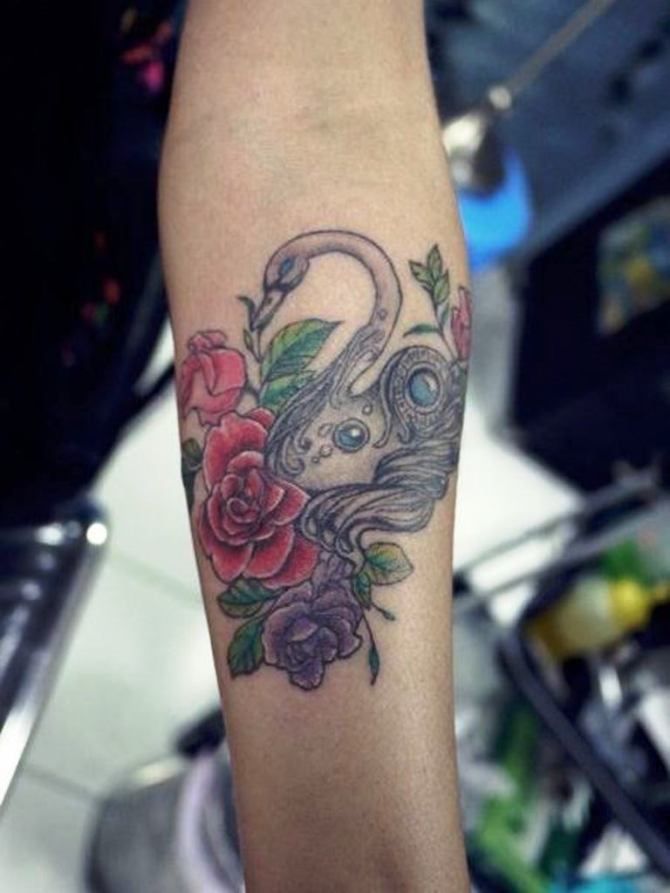 11 Swan and Rose Tattoo Designs - 25 Swan Tattoos