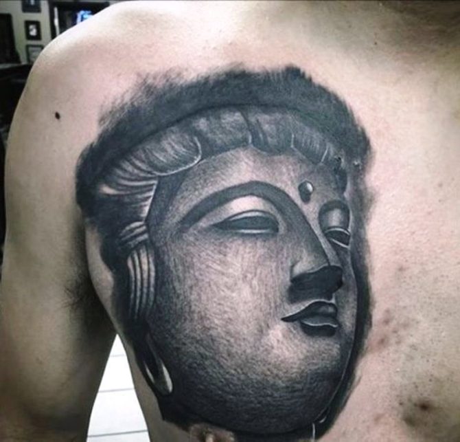 08 Buddha Tattoo on Chest for Men