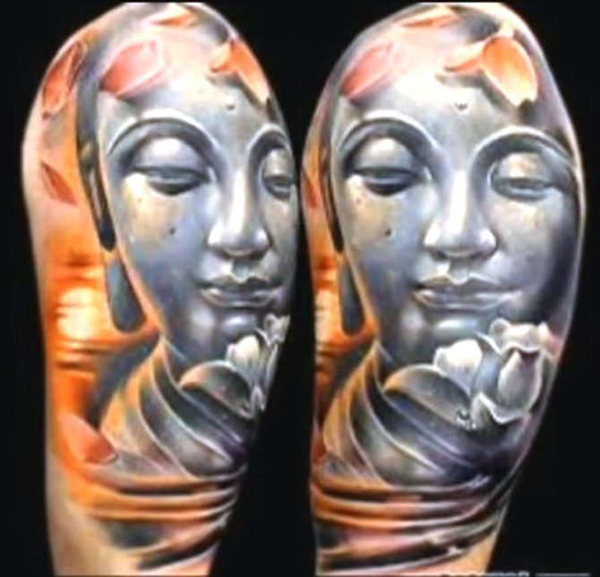 22 Buddhist Sleeve Tattoo